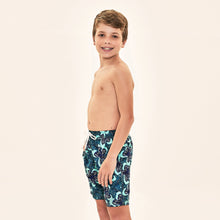 Carica l'immagine nel visualizzatore di Gallery, Image 02: Uv Line Costume Ragazzo Shorts Aqua Hibiscus Kids Upf50+