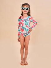 Carica l'immagine nel visualizzatore di Gallery, Model Front: Uv Line Intero Bambina Swimsuit Girl Borboletinha Upf50+