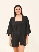 Carica l'immagine nel visualizzatore di Gallery, Gallery: Uv Line Caftano / Copricostume Kimono Color Black Upf50+