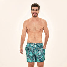 Carica l'immagine nel visualizzatore di Gallery, Model Front: Uv Line Costume A Pantaloncino Short Acqua Coqueiros Turquesa Upf50+