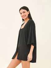 Carica l'immagine nel visualizzatore di Gallery, Image 03: Uv Line Caftano / Copricostume Kimono Color Black Upf50+