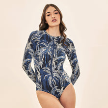Carica l'immagine nel visualizzatore di Gallery, Image 04: Uv Line Intero Swimsuit Macae Coconut Palms Navy Blue Upf50+