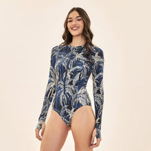 Carica l'immagine nel visualizzatore di Gallery, Image 02: Uv Line Intero Swimsuit Macae Coconut Palms Navy Blue Upf50+
