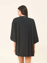 Carica l'immagine nel visualizzatore di Gallery, Model Back: Uv Line Caftano / Copricostume Kimono Color Black Upf50+
