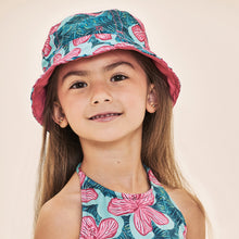 Carica l'immagine nel visualizzatore di Gallery, Model Front: Uv Line Cappello Alla Pescatore Napoli Kids Hibiscus Upf50+
