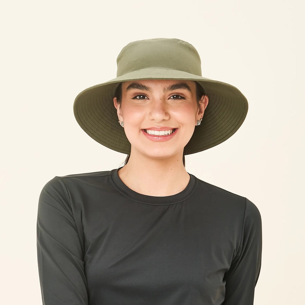 Model Front: Uv Line Cappello Alla Pescatore California Azul Verde Militar Upf50+
