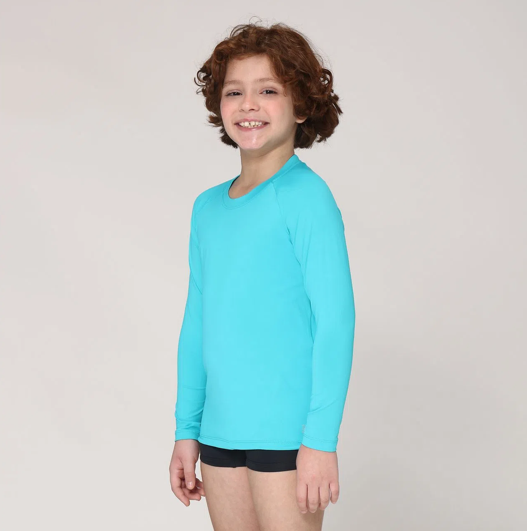 Model Front: Uv Line Protezioni Da Eruzioni Camiseta Kids Uvpro Ml Azul Piscina Upf50+