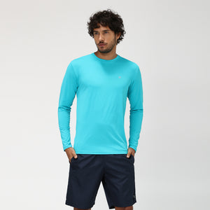 Model Front: Uv Line Protezioni Da Eruzioni Camiseta Uvpro Ml Azul Piscina Upf50+
