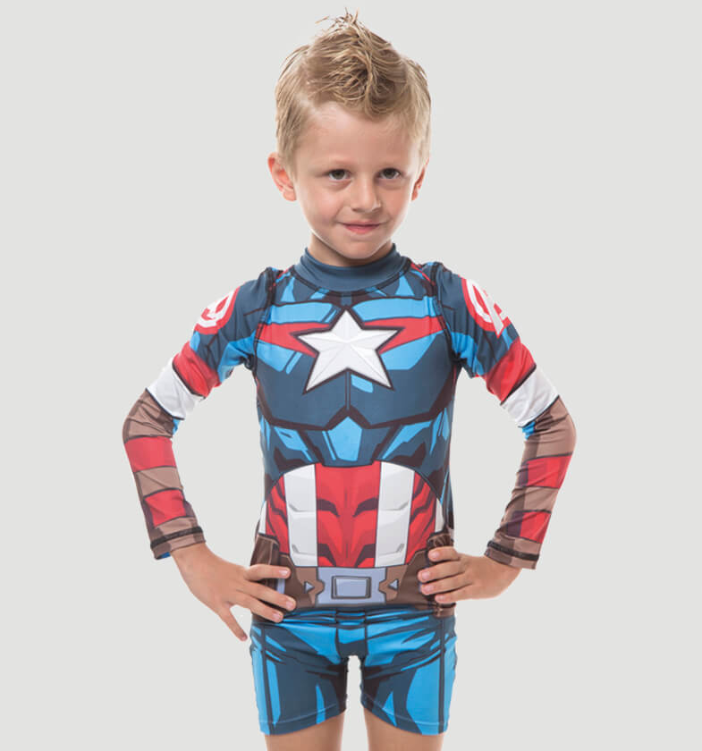 Model Front: Uv Line Costume Ragazzo Capitao America I18 Ml Inf Estampa