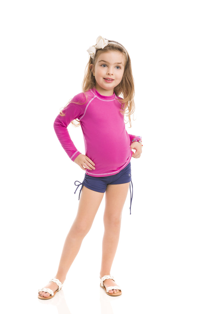 Model Front: Uv Line Protezioni Da Eruzioni Kids Fpu50+ Uv Colors Long Sleeve T-Shirt Shock Pink Uv