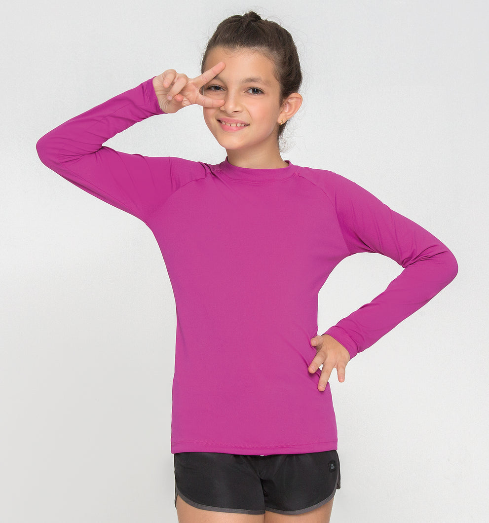 Model Front: Uv Line Protezioni Da Eruzioni Kids Fpu50+ Uvpro Long Sleeve T-Shirt Pink Uv