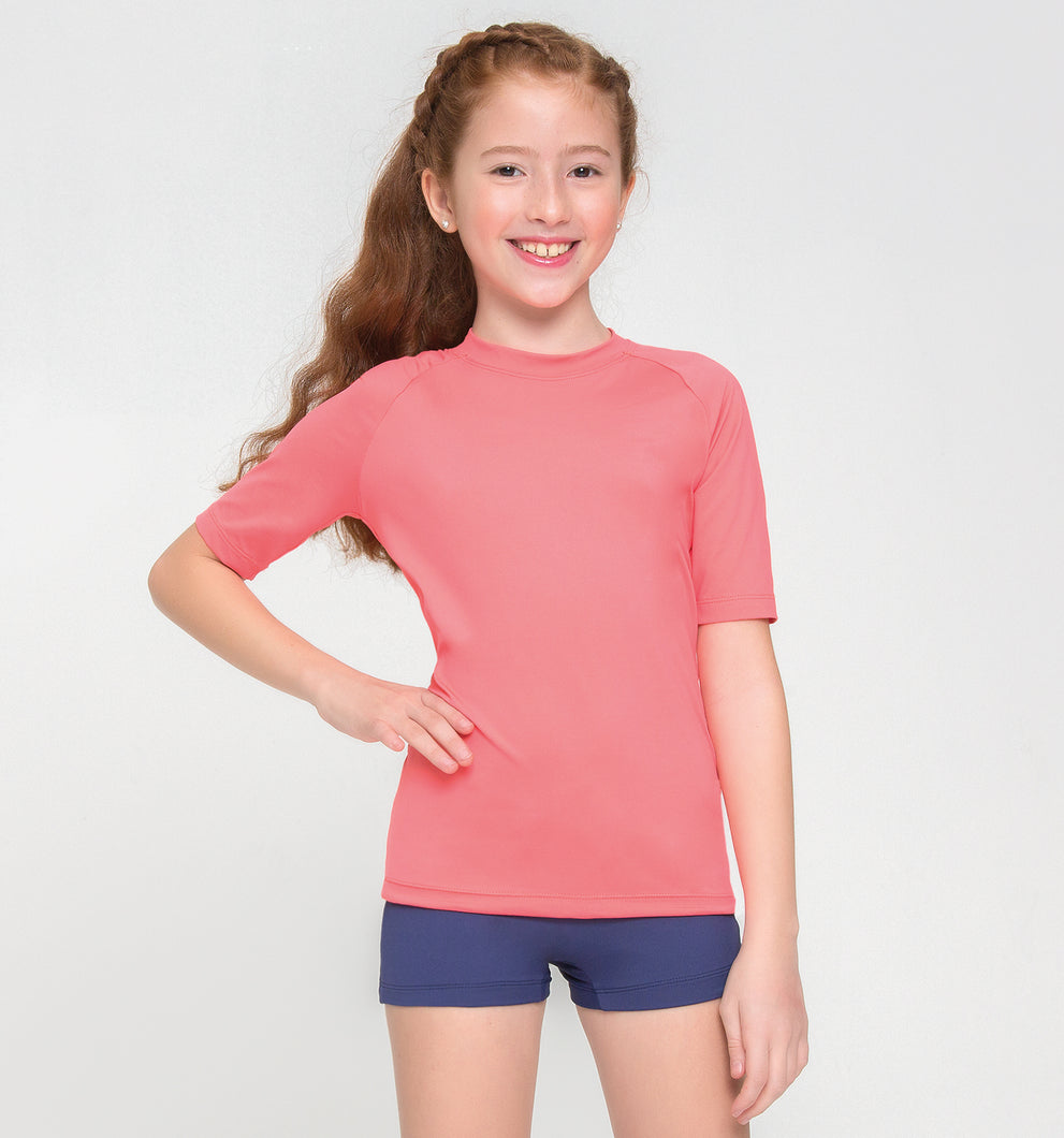 Model Front: Uv Line Protezioni Da Eruzioni Kids Fpu50+ Uvpro Short Sleeve T-Shirt Coral Uv