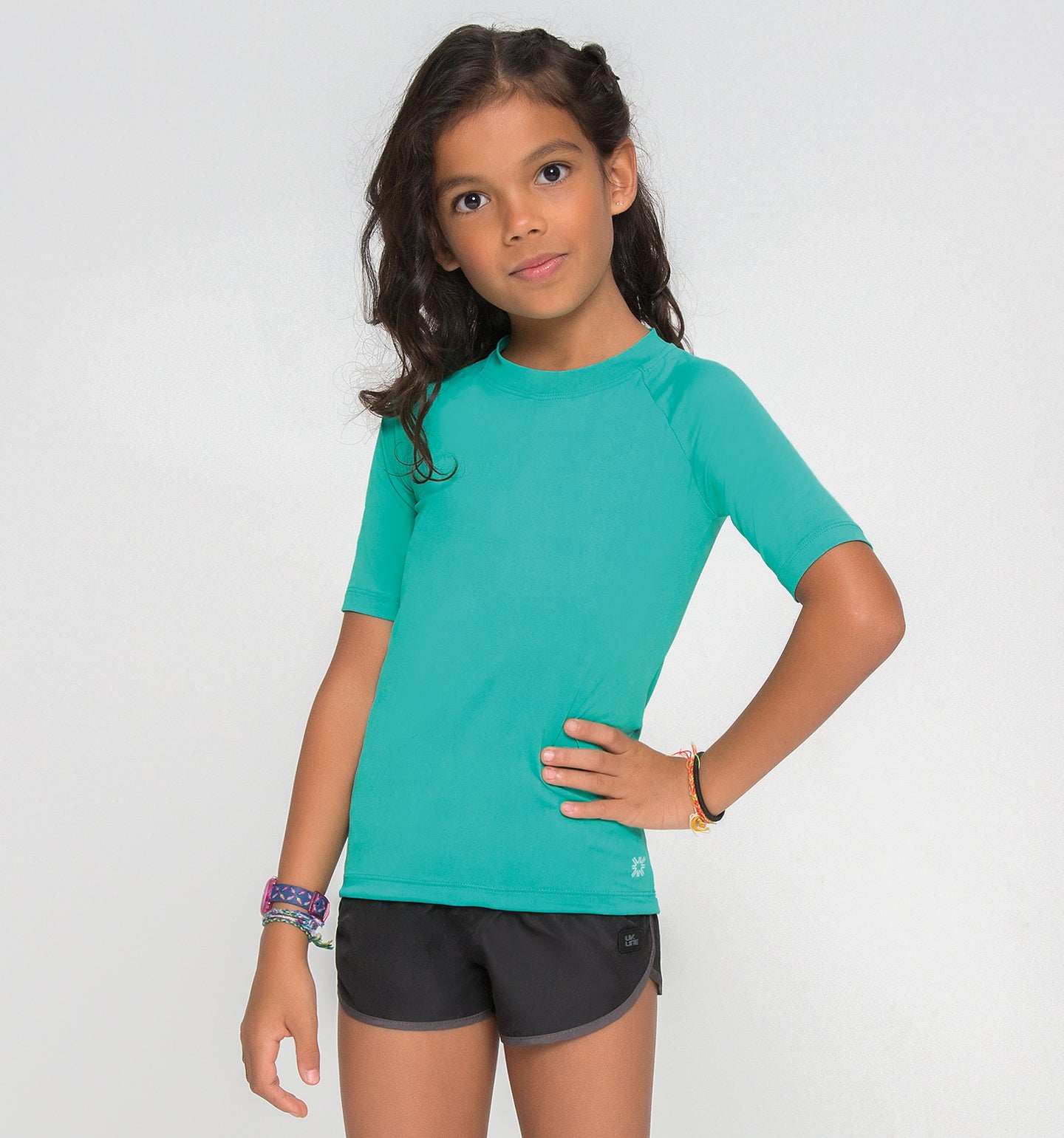 Model Front: Uv Line Protezioni Da Eruzioni Kids Fpu50+ Uvpro Short Sleeve T-Shirt Mint Green Uv