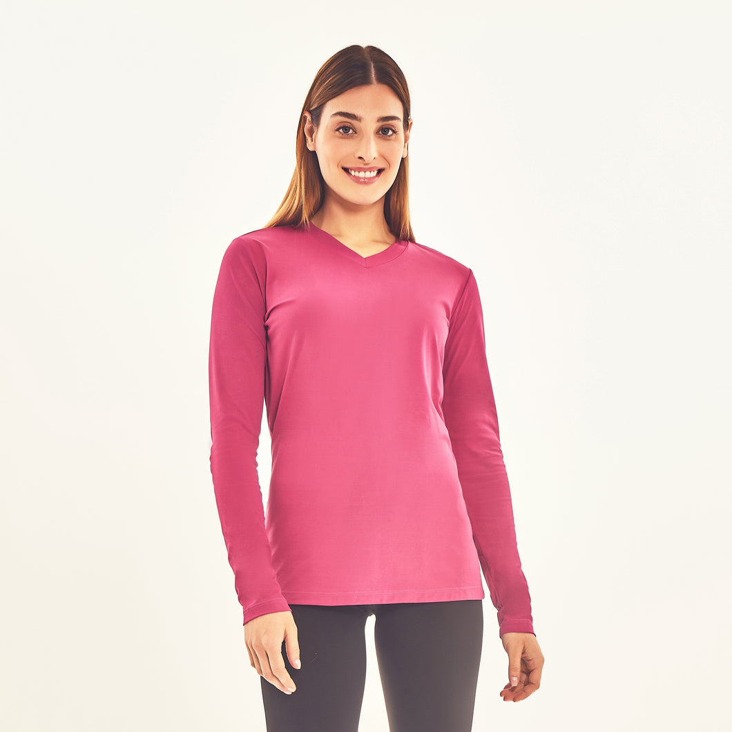 Model Front: Uv Line Protezioni Da Eruzioni Longsleeve Sport Fit Fuchsia Upf50+