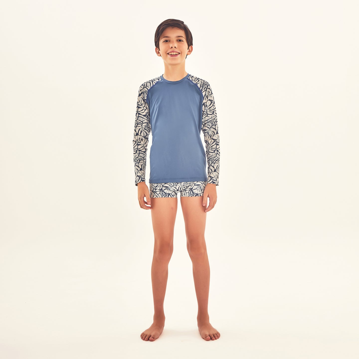 Model Front: Uv Line Protezioni Da Eruzioni Rash Guard Kids Costela Aco Off White Upf50+