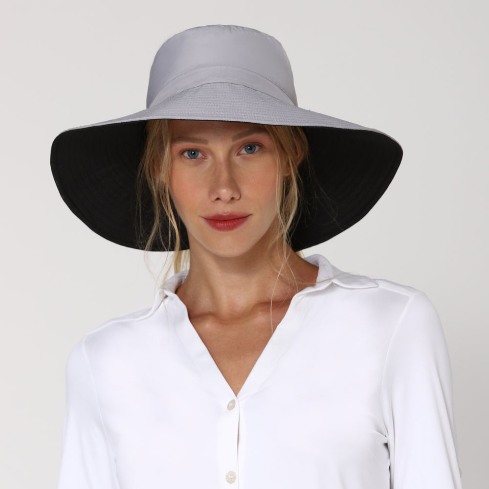 Model Front: Uv Line Cappello Morbido San Diego Cinza Preto Upf50+