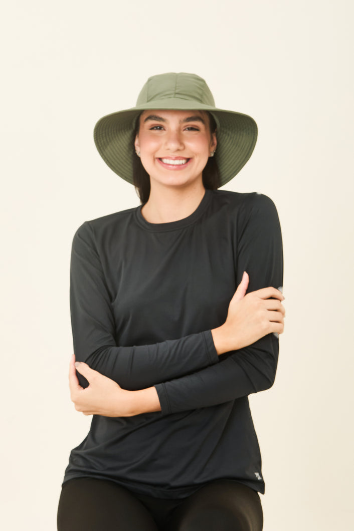 Model Front: Uv Line Cappello Morbido San Remo Militar Preto Upf50+