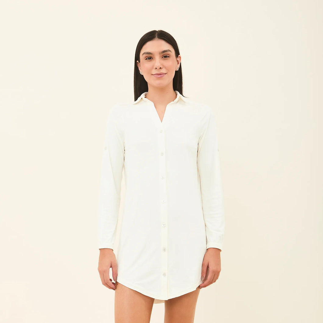 Model Front: Uv Line Camicia Shirtdress Copenhagen Offwhite Upf50+