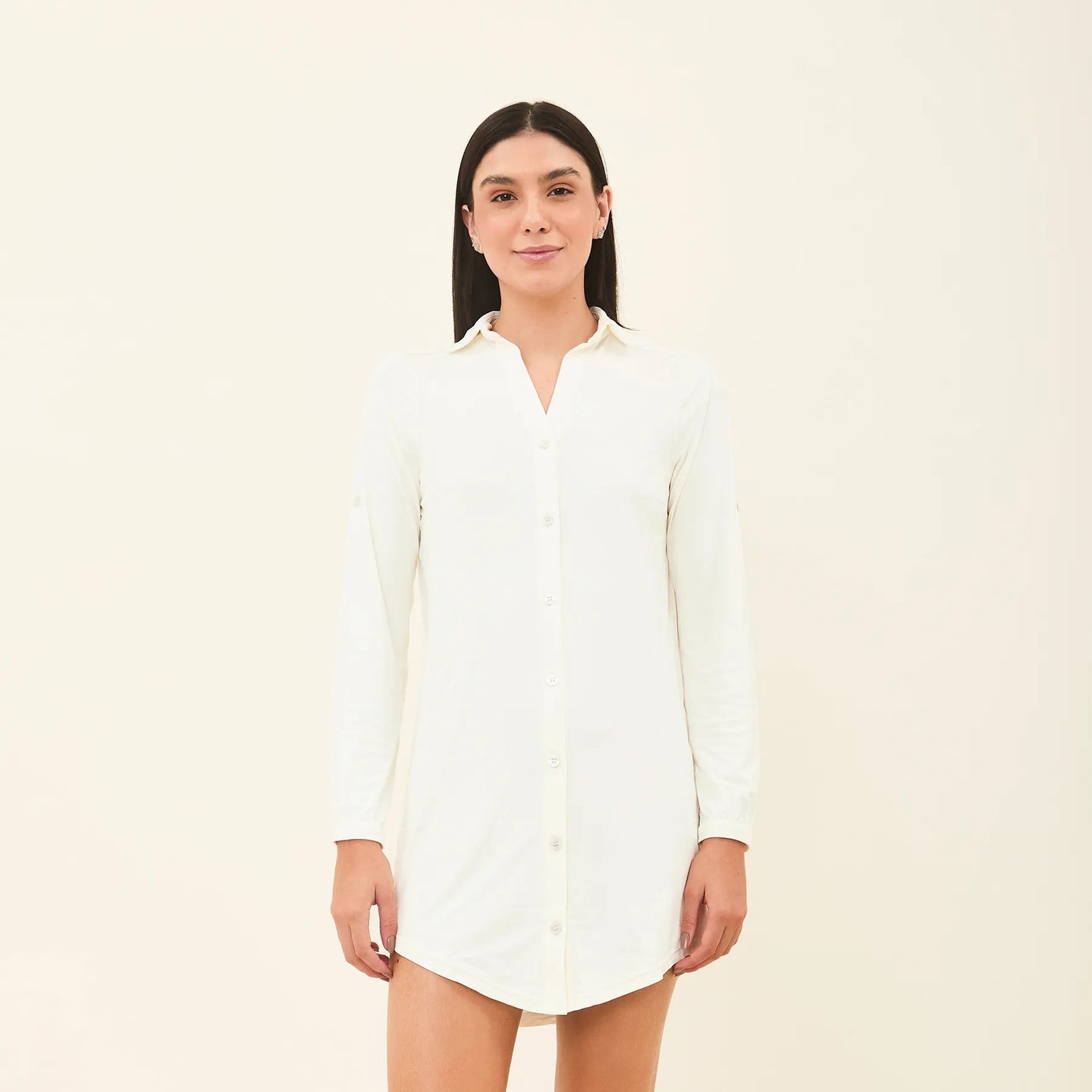 Model Front: Uv Line Camicia Shirtdress Copenhagen Offwhite Upf50+