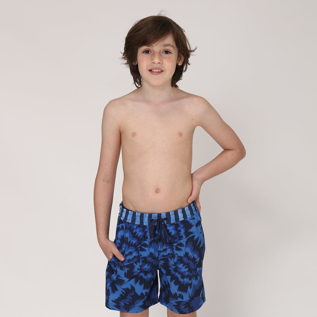 Model Front: Uv Line Costume Ragazzo Short Acqua Oceano Inf Upf50+