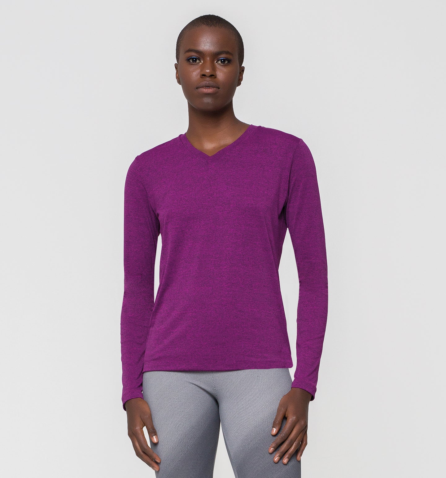 Model Front: Uv Line Top Da Fitness Sport Fit Mescla-Rosa