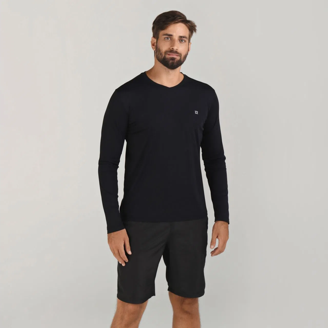 Model Front: Uv Line Top Da Fitness Sport Fit Ml Preto Msc