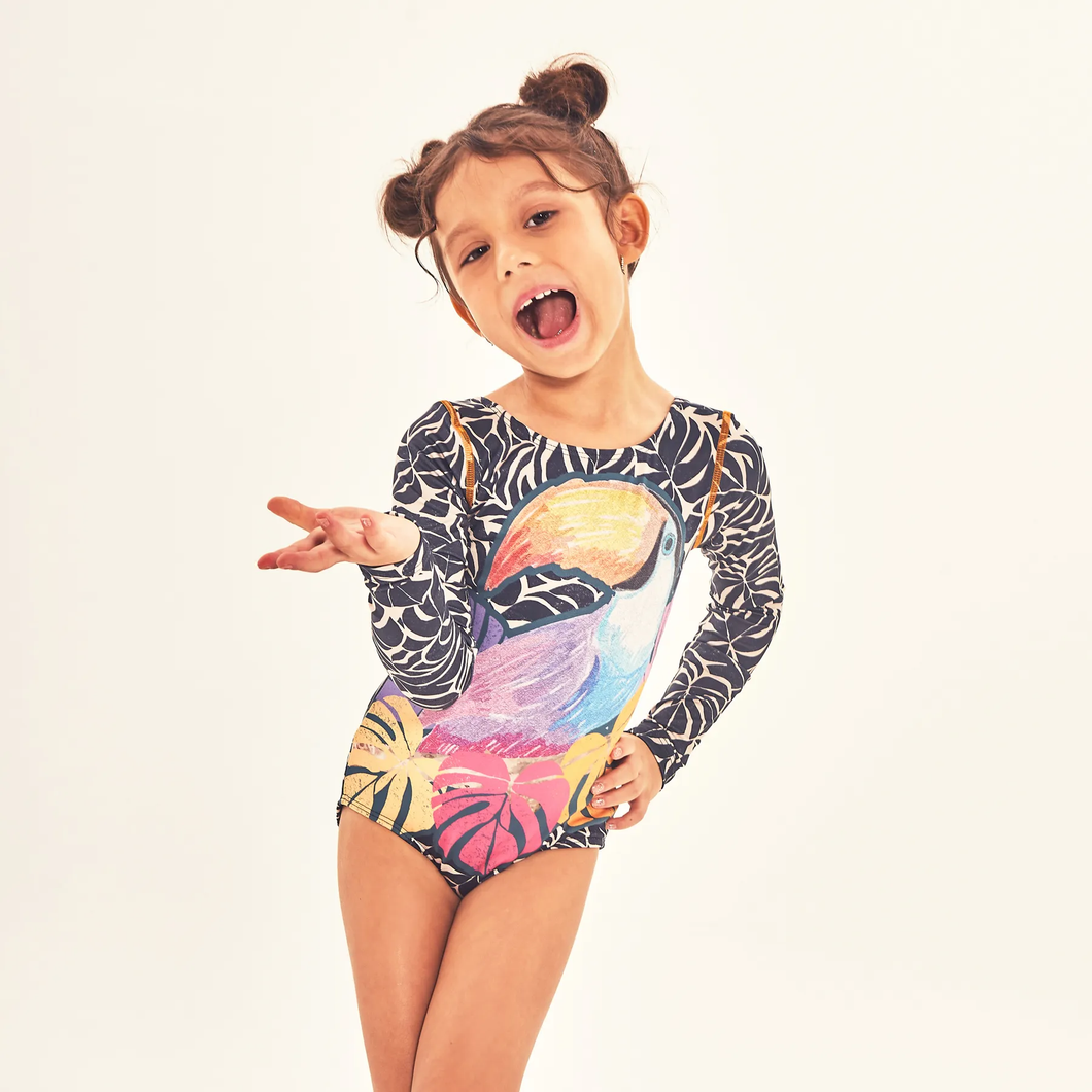 Model Front: Uv Line Intero Bambina Swimsuit Girl Tucano Upf50+
