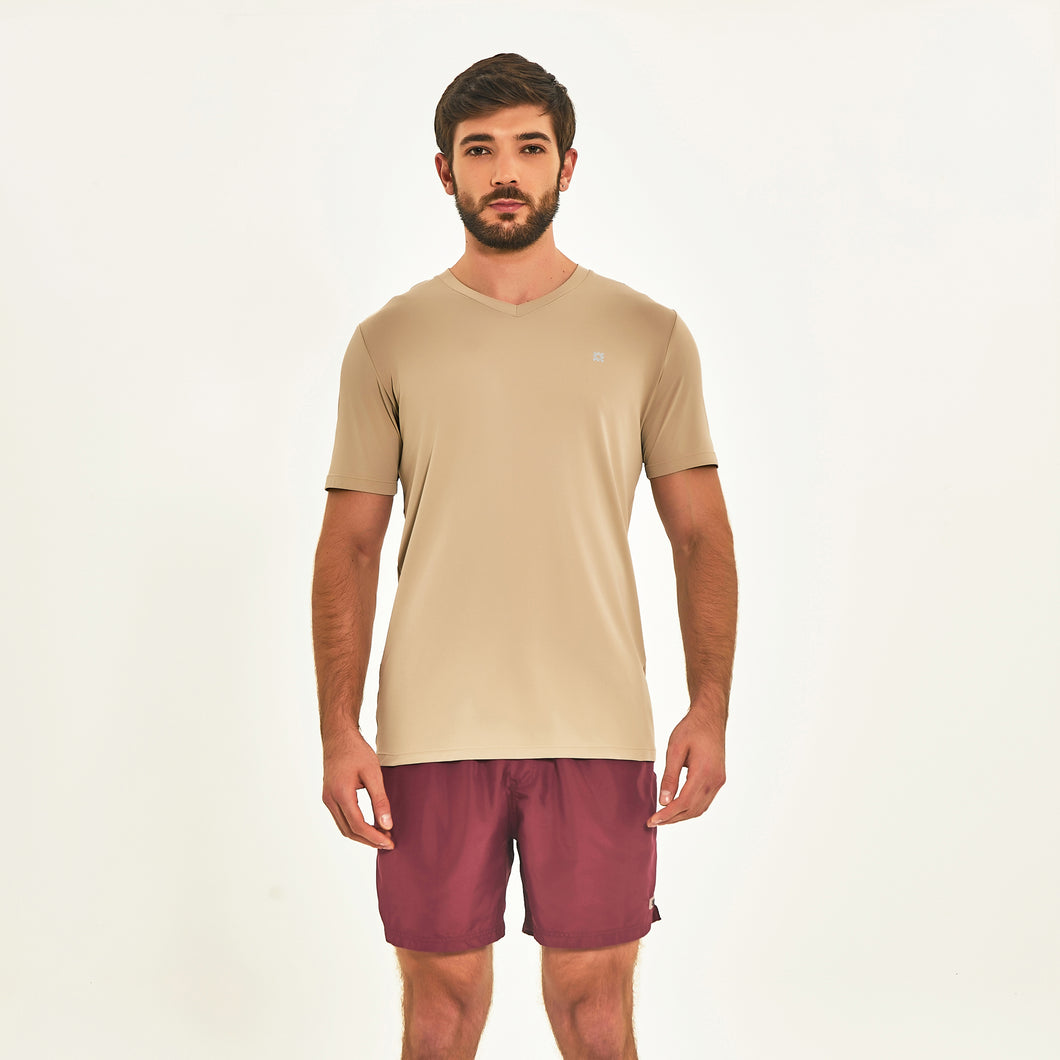 Model Front: Uv Line Top Da Fitness T-Shirt Sport Fit Areia Upf50+