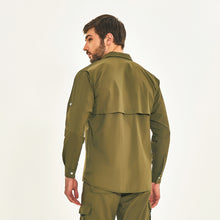 Carica l&#39;immagine nel visualizzatore di Gallery, Model Back: Uv Line Top Da Fitness Tenerife Verde Militar Upf50+
