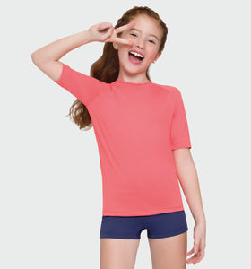Kids FPU50+ Uvpro Short Sleeve T-Shirt Coral Uv